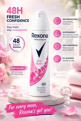 اسپری دئودورانت زنانه رکسونا مدل Pink blush