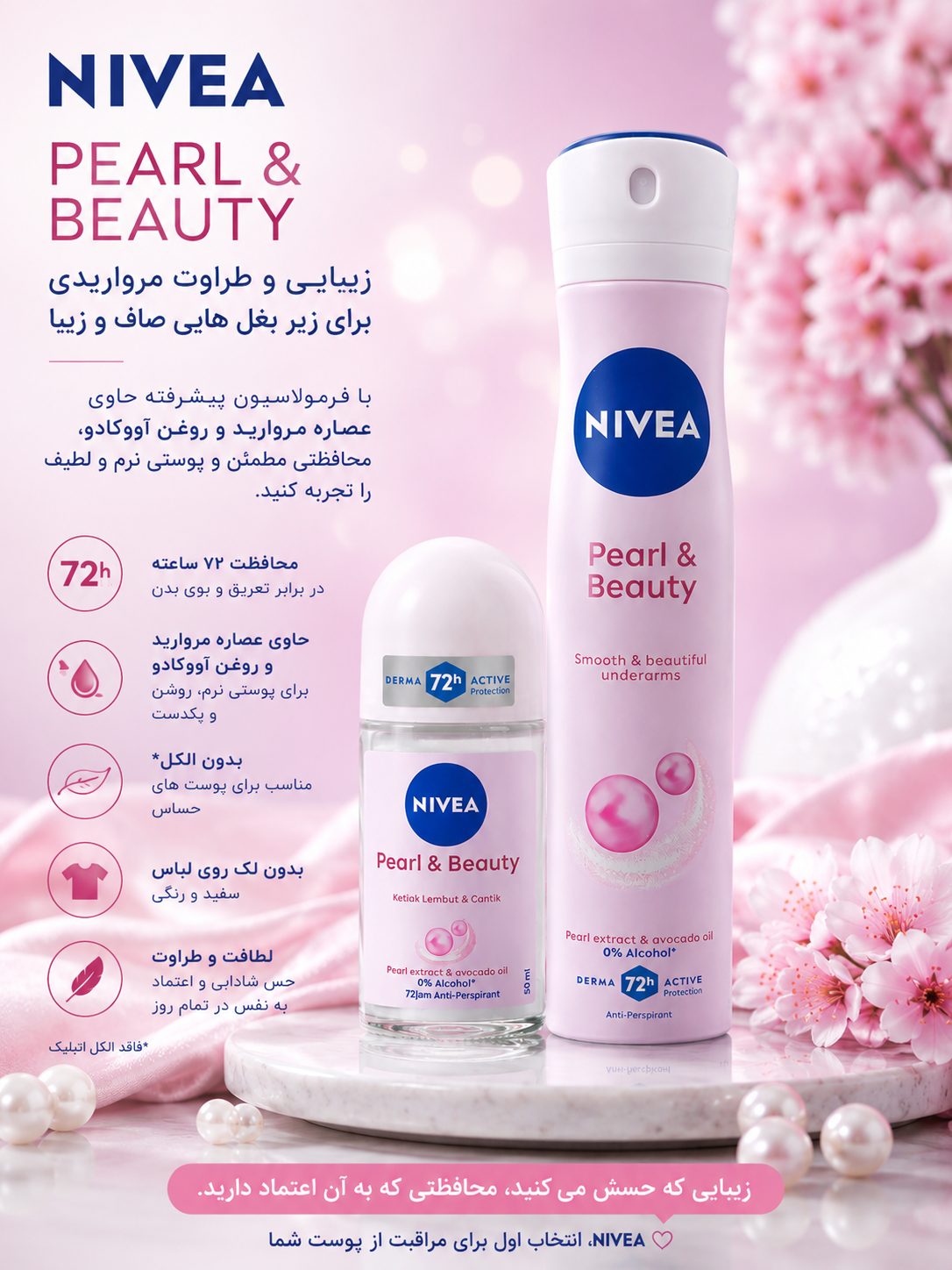 خرید پک مام و اسپری نیوا ۲۰۰ میل Nivea pearl and beauty
